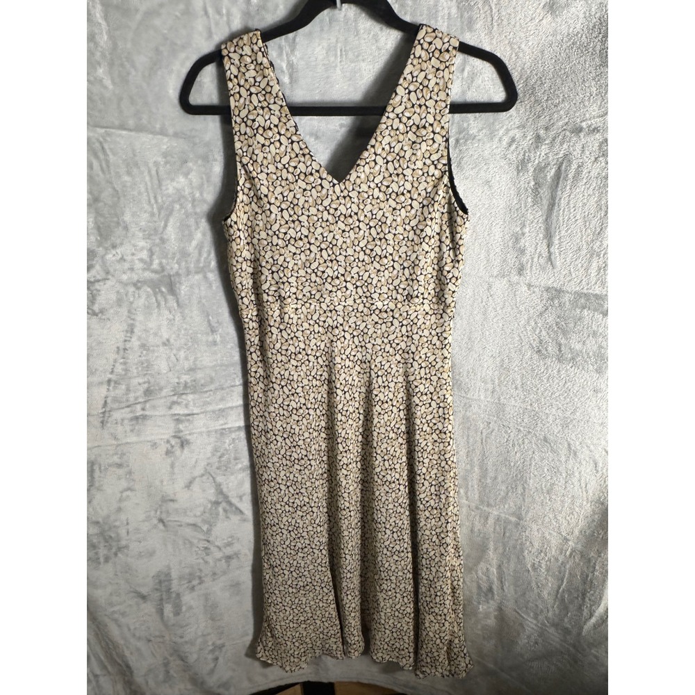 babydoll slip dress pebble Print V Neck Lace Trim Midi Dress Size 8 vintage? - Picture 2 of 9